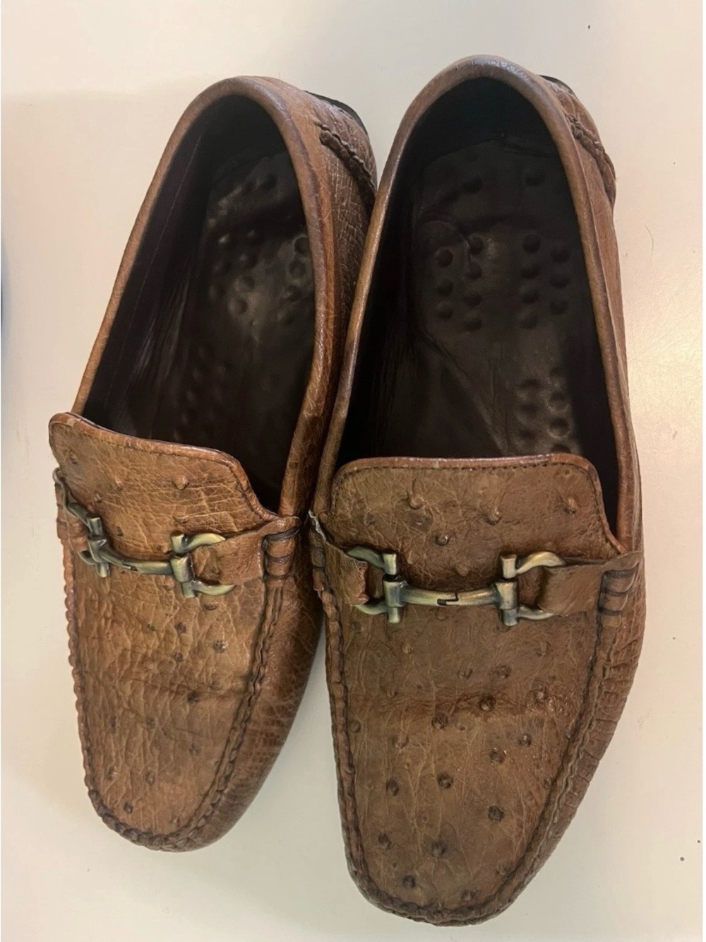 Ginuwine Ostrich Men’s Leather Driving Loafers Sz 8.5